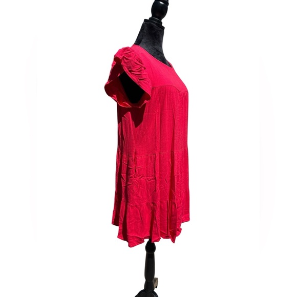 Altar’d State Red Ruffle Sleeve Dress size Medium - Picture 2 of 11